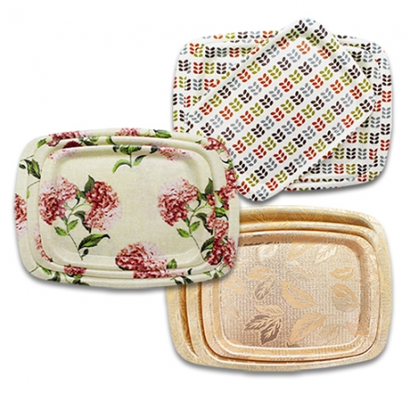 화이바 쟁반 3P (골드, 수국, 나뭇잎) #2