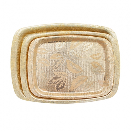 화이바 쟁반 3P (골드, 수국, 나뭇잎) #5