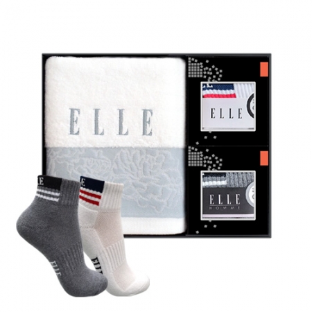 엘르 로즈 세면 타올 1매+골프 스포츠 양말 2족 세트 #2