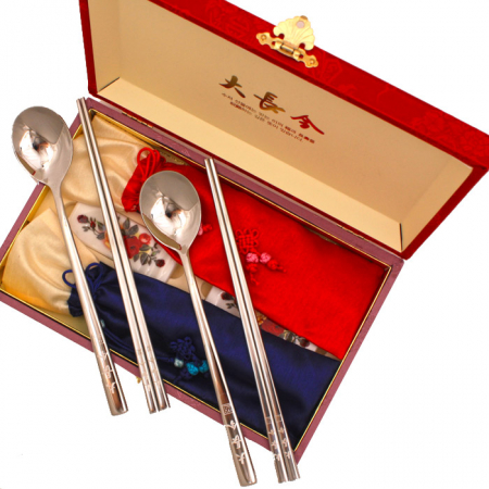 사각 홀로 대장금 수저세트 S-6 (받침 2+비단주머니 2+비단케이스 포함) #2