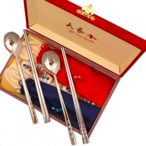 사각 홀로 대장금 수저세트 S-6 (받침 2+비단주머니 2+비단케이스 포함)