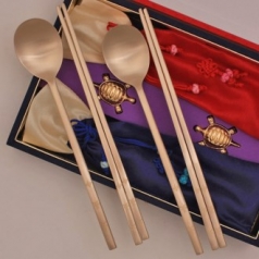 선조 대장금 유기 수저세트 S-10 (수저 2벌+받침2+비단주머니+비단케이스)