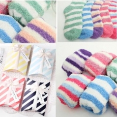 보송보송 줄무늬 수면양말 (성인)