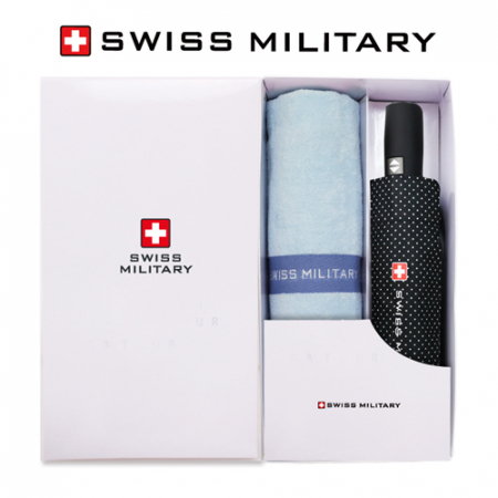 스위스밀리터리 3단 7K 완전자동 핀도트 우산 + 120g 세면타올세트 #2