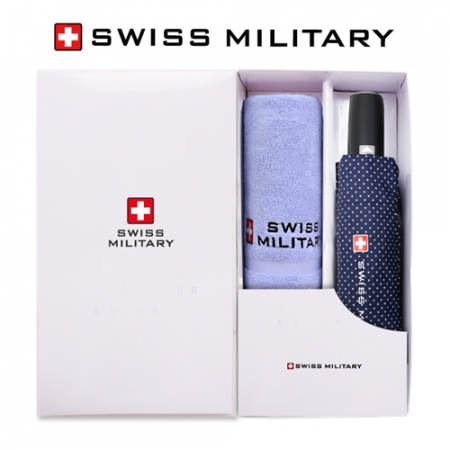 스위스밀리터리 3단 7K 완전자동 핀도트 우산 + 140g 세면타올세트 #2
