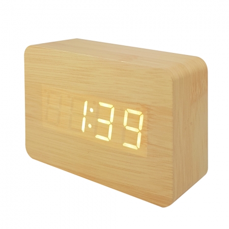 LED 라운드 우드 탁상시계 #7