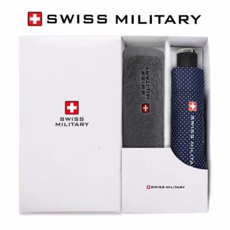 스위스밀리터리 3단 수동 핀도트 우산 + 180g 세면타올세트 #2