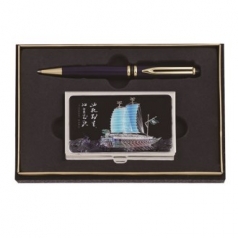 금장 볼펜 블랙 채색 거북선 자개 명함케이스