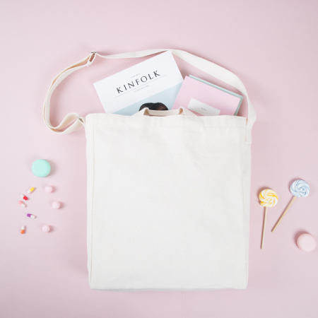 메이드유 크로스 손잡이 에코백 미색 34 x 40 옆폭10CM #2