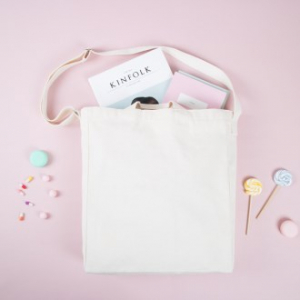 메이드유 크로스 손잡이 에코백 미색 34 x 40 옆폭10CM