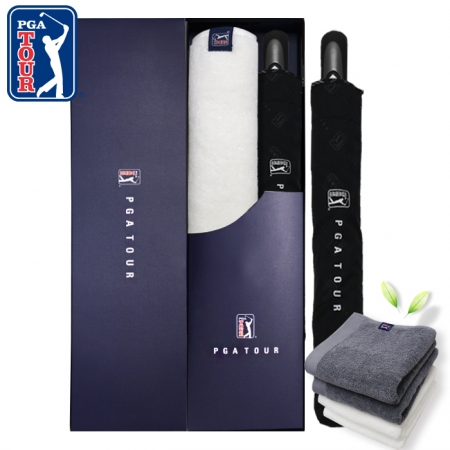PGA 2단 엠보 선염 바이어스 완전자동 우산 + 260g 코마사 타올세트 #2