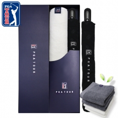 PGA 2단 엠보 선염 바이어스 완전자동 우산 + 260g 코마사 타올세트