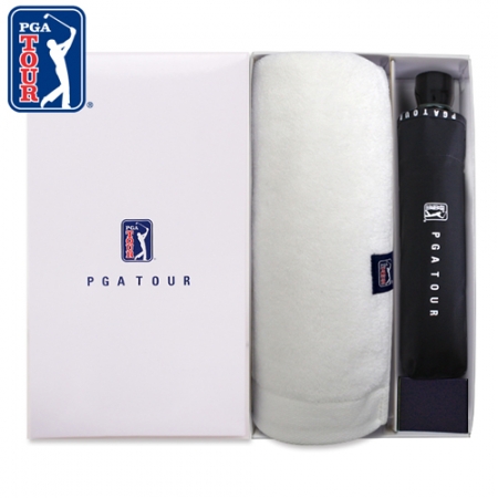 PGA 3단 로고 바이어스 완전 자동우산 + 260g 코마사 타올세트 #2