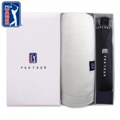 PGA 3단 로고 바이어스 완전 자동우산 + 260g 코마사 타올세트