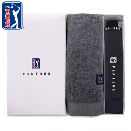 PGA 3단 수동 로고 바이어스 우산 + 260g 코마사 타올세트 #2
