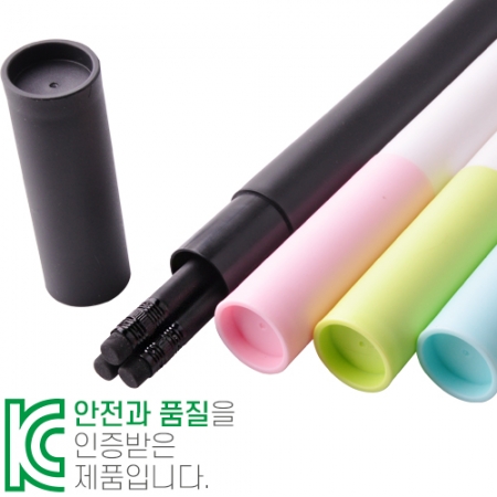 흑목원형 지우개 연필 3P 바닐라 원통 세트 #2