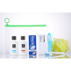LG생활건강 여행용세트 64호- 엘라스틴 샴푸, 린스, 페리오 치약20g, 미니칫솔, 비누 , 비누 곽, 샤워볼, 7종지퍼, 거품 타올, 비누 , 비누 곽