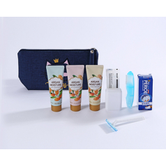 LG생활건강 여행용세트 102호, 아르간 샴푸, 린스, 바디, 페리오 치약20g, 미니칫솔, 비누 , 비누 곽, 면도기, 고양이파우치