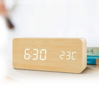 무소음 디지털 LED 우드시계 / 직사각 / 탁상시계
