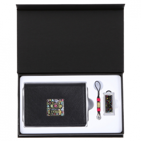 한글자모음 자개가죽명함지갑+자개 USB 8GB~64GB #2