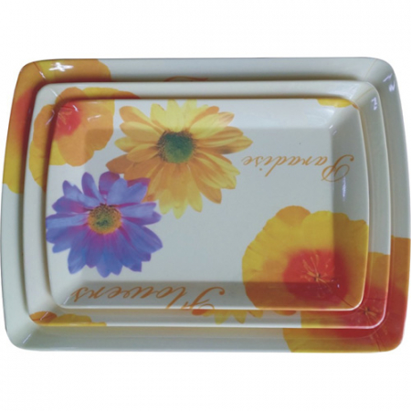 신사각 국화 쟁반, 멜라민 웨이브 쟁반 3P 세트 #2