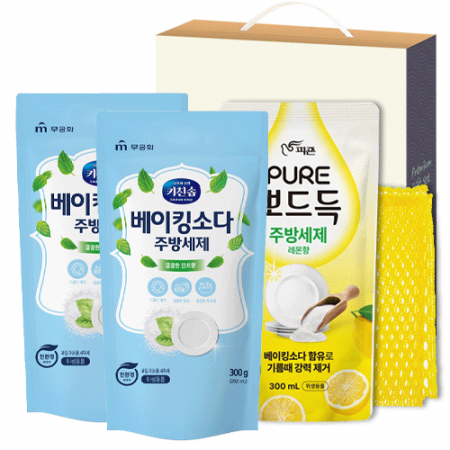 무궁화 키친솝 주방세제 리필 300ml x 2개+피죤 주방세제 리필 300ml +망사수세미 110 212455 #2