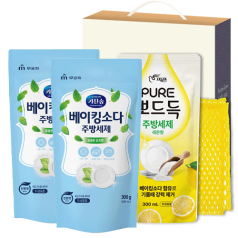 무궁화 키친솝 주방세제 리필 300ml x 2개+피죤 주방세제 리필 300ml +망사수세미 110 212455