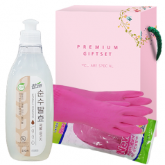 LION 참그린 순수발효 곡물 주방세제 용기 300g + 크린랩 고무장갑 102-217591