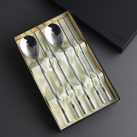 뱀부 실버 2인 수저세트 (고급 합지 케이스) #2