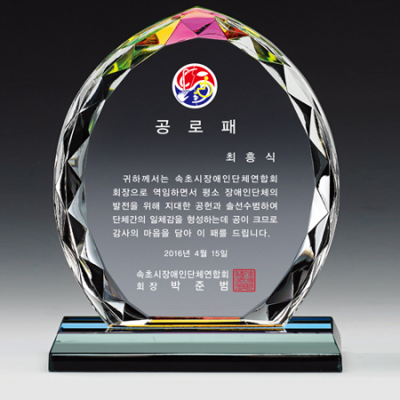 크리스탈 감사패. 공로패 / 21 C10) 96- 1 #2