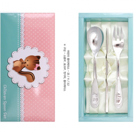 JJ523 제노바 어린이 복돼지 수저 3p 선물세트 #2