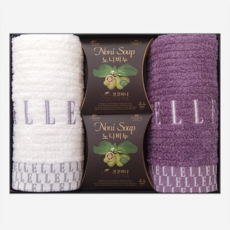 엘르 라벤더 타올 2매+노니 비누 2개 세트 (비누 거품망 증정) #3