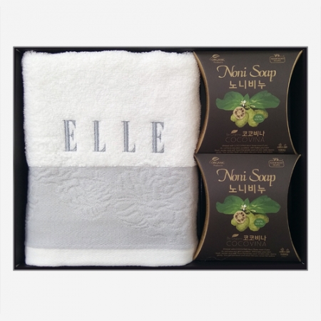 엘르 로즈타올 1매+노니 비누 2개 세트 (비누 거품망 증정) #3