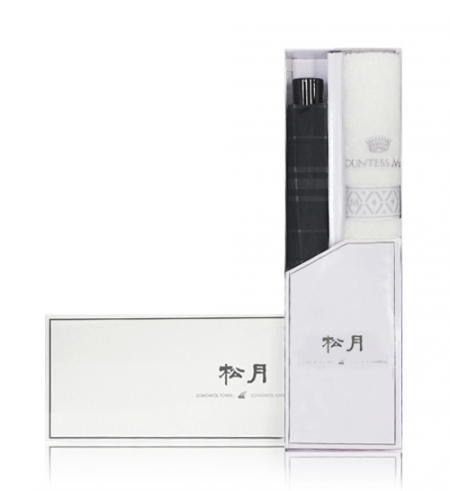 송월 우산 선물세트 ( 3단우산 모던 체크 1p + 카운테스마라 맥스 타올 1p) s #3