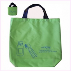 쿠킹클래스 그린 주머니형 자가드 원단 장바구니