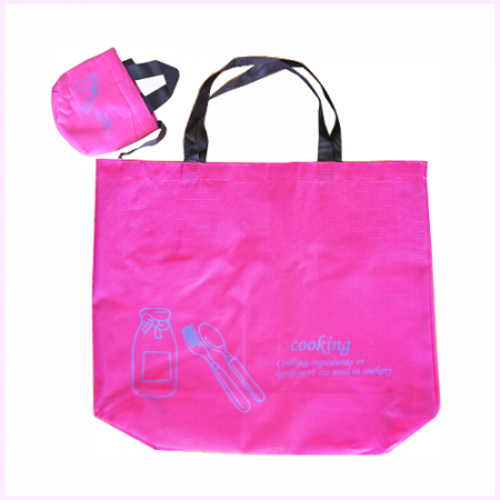 쿠킹클래스 핑크 주머니형 자가드 원단 장바구니 #2