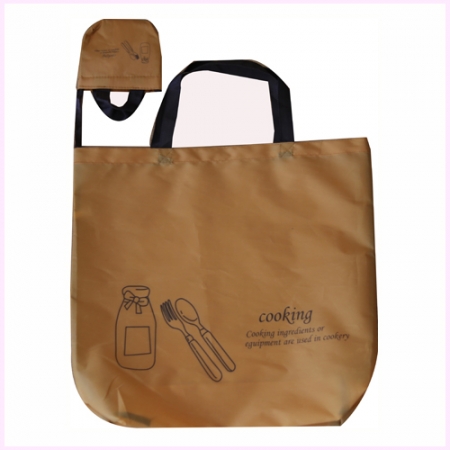 쿠킹클래스 브라운 주머니형 자가드 원단 장바구니 #2