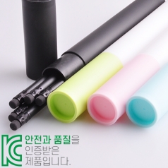 인젝션 흑목 원형 지우개 연필 5P [원통 세트]
