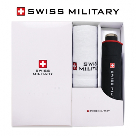스위스밀리터리 3단 수동 레드 바이어스 우산 + 140g 면사 타올세트 #2