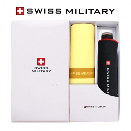 스위스밀리터리 3단 수동 레드 바이어스 우산 + 120g 면사 타올세트 #2