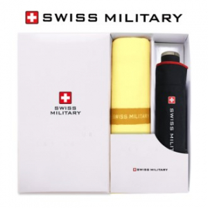 스위스밀리터리 3단 수동 레드 바이어스 우산 + 120g 면사 타올세트