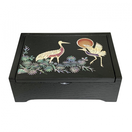 채화 송학 무늬목 명함함 #2