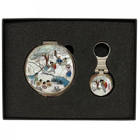 손거울 + 금속 원형 열쇠고리- 단오도, 난초문 #2