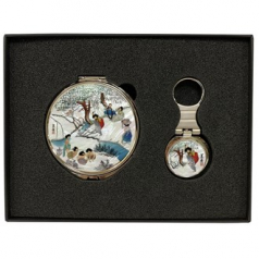 손거울 + 금속 원형 열쇠고리- 단오도, 난초문