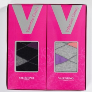 발렌티노 사각 계단 중목숙녀 2족 양말 세트