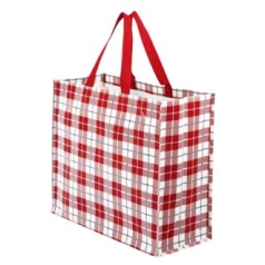 타포린 가방 체크 무늬 레드