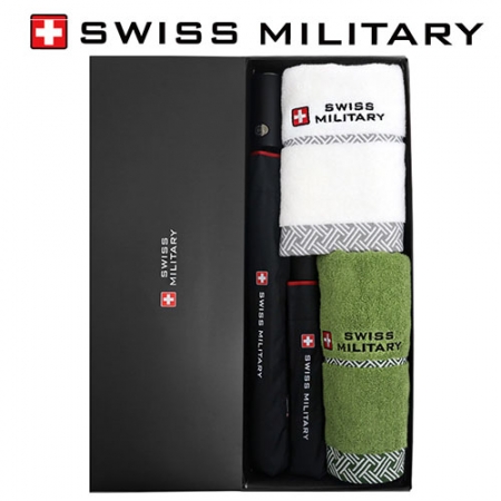 스위스밀리터리 2단 자동 우산 + 3단 수동 레드 바이어스 우산 + 160g 타올 2P 세트 #2