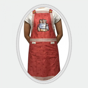 H형 쿠키 다홍 앞치마 앞주머니