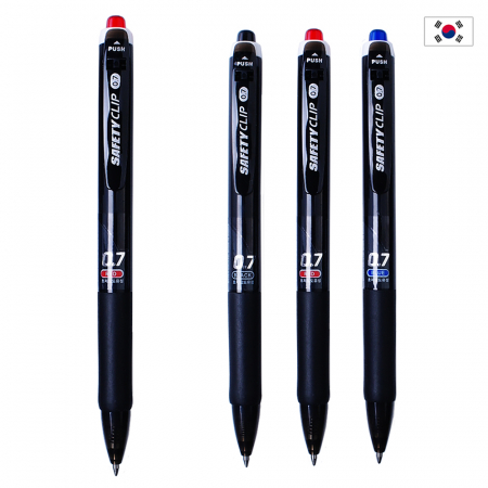 세이프티 클립 볼펜 0.7mm (흑, 청, 적) #2