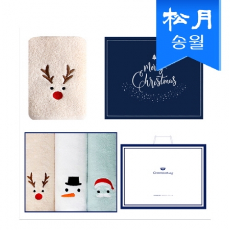 [송월타올] 루돌프 타올 + 눈사람 타올 + 산타 타올 3매 세트 + 쇼핑백 s #2